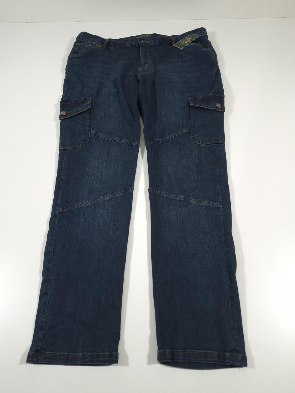 Lauren Jeans Co. Ralph Lauren Jeans Womens 16 Dark Wash Cargo Straight Denim NWT